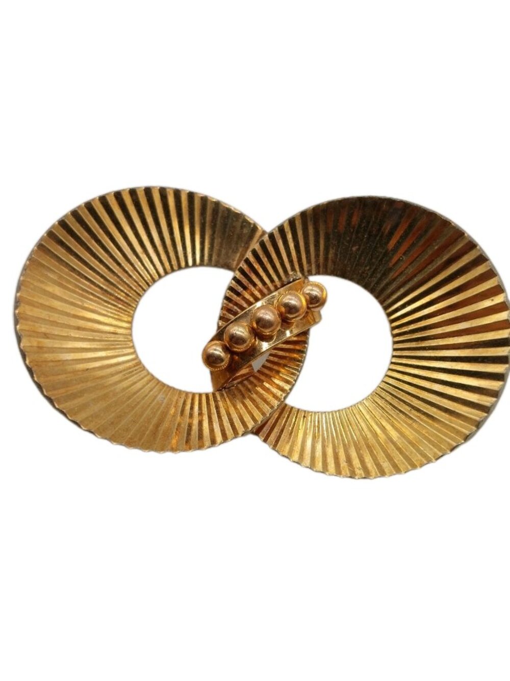 Krementz Gold Tone Circles Brooch Fluted Mod Atomic Pin